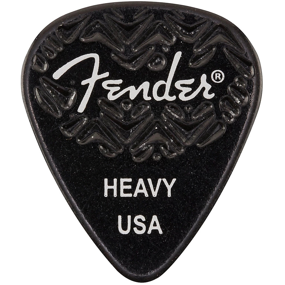 Fender 351 Shape Wavelength Celluloid Guitar Picks (6-Pack), Black Heavy