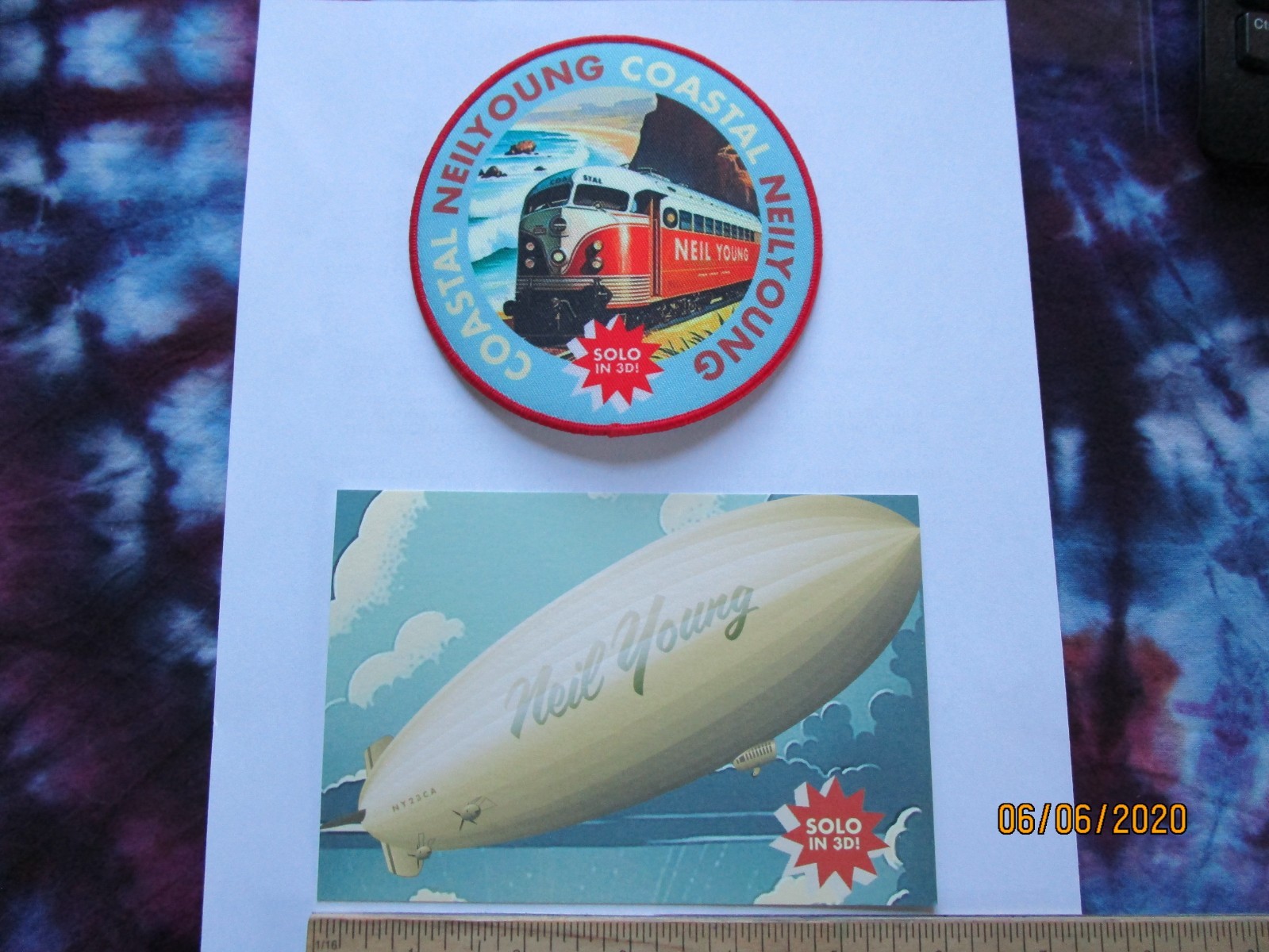 neil young 2023 solo tour postcard and patch