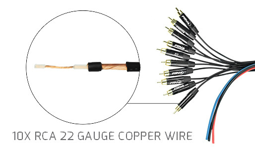 PRV Audio SNAKE 10RCA-50 Car Audio 50 Ft Medusa Cable 10 RCA Channels + 3 power