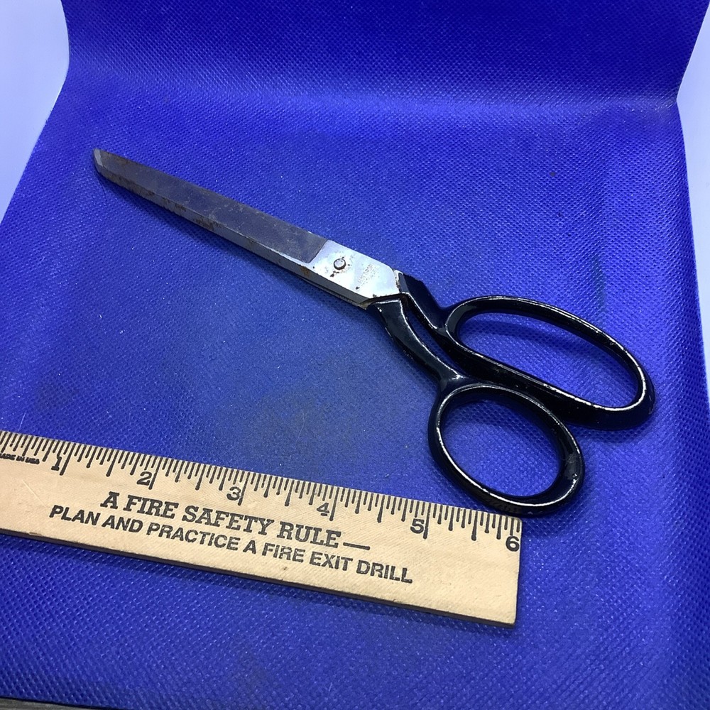 Vintage Sammann 8" Scissors Three Finger Cutting Black Handle Steel