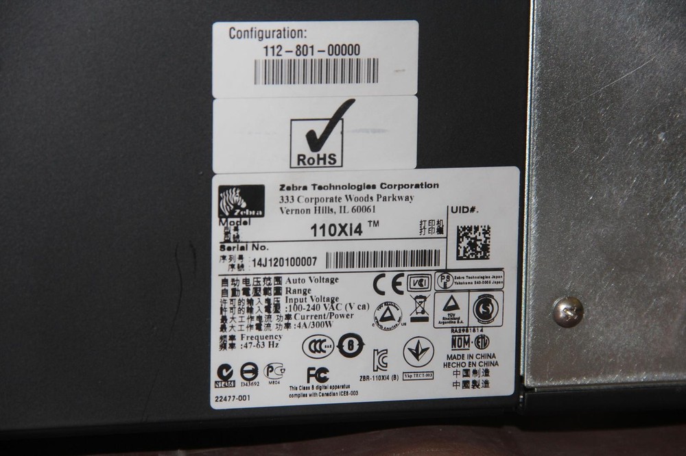 ZEBRA TECHNOLOGIES 110XI4 203dpi Network Thermal Label Printer