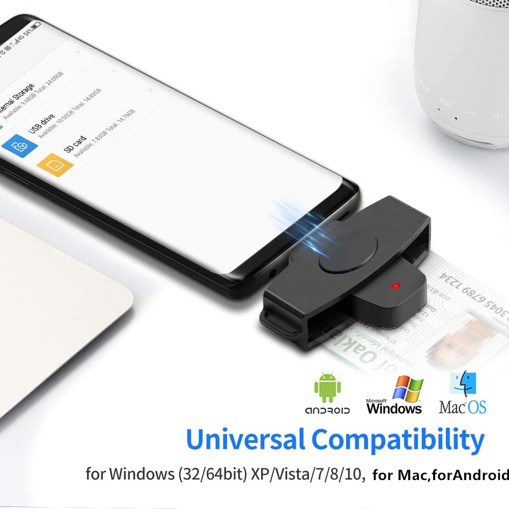 USB-C CAC DOD ID Credit Card Smart Card Reader Sim Card Cloner Type C Adapter E
