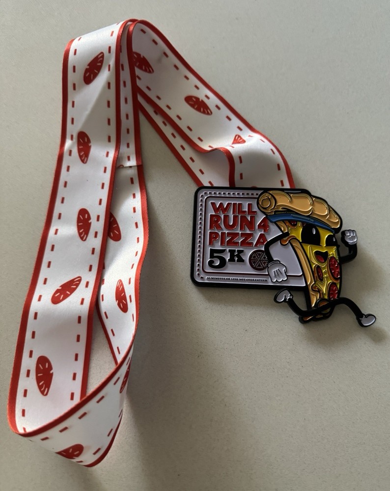 Will Run 4 Pizza 5k Running Medal