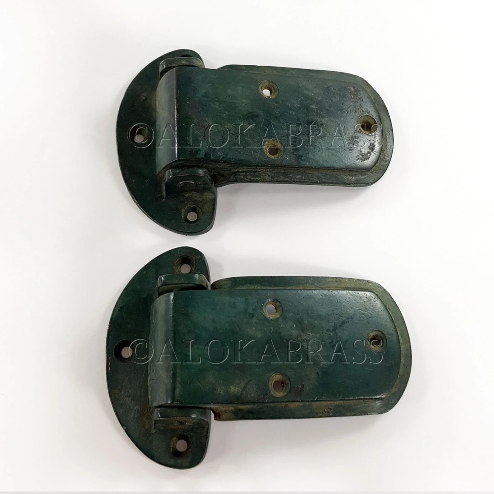 2 x Solid Brass Ice Box Catch Hinges Heavy Duty Offset 3/4" Vintage Kitchen Box