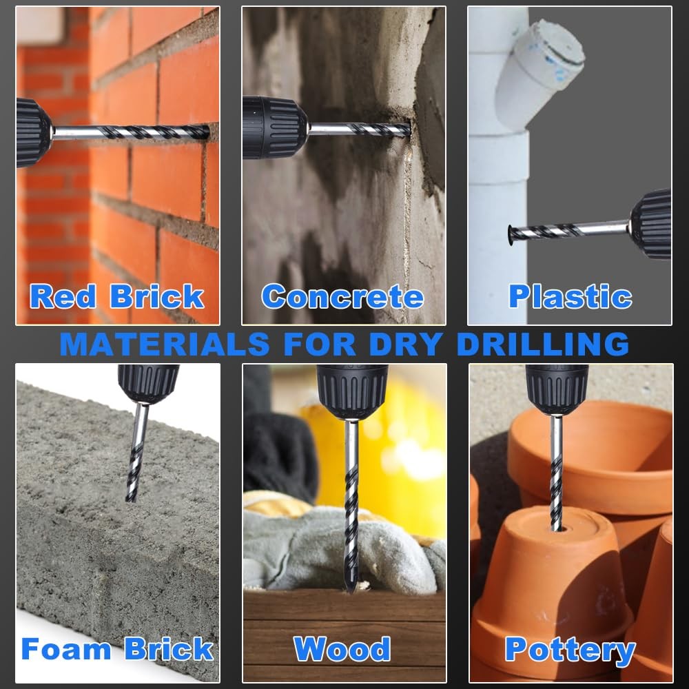 10-PCS Masonry Concrete 10 Pcs Drill Bit Set （1/8-1/2）