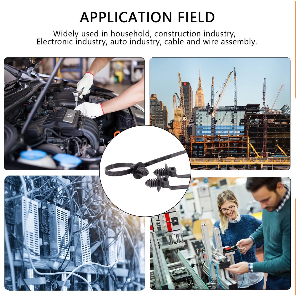 160Pcs Universal Nylon Push Mount Cable Zip Tie, Self Locking Cable Strap