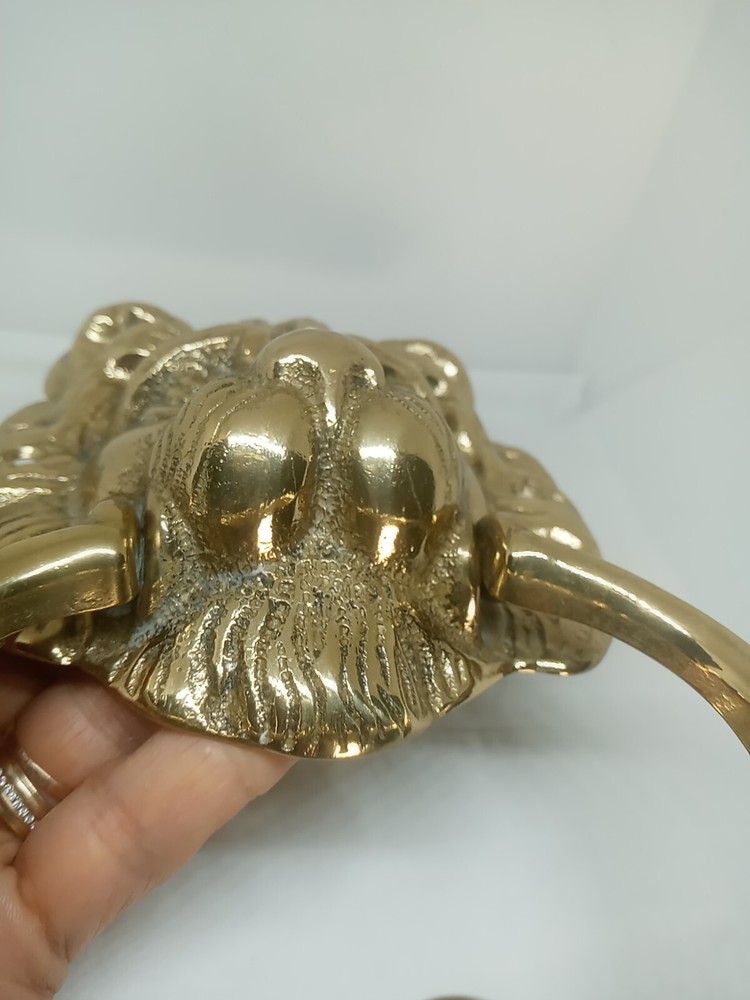 Vtg. Brass Cast Lion Head Door Knocker. Solid. Heavy.