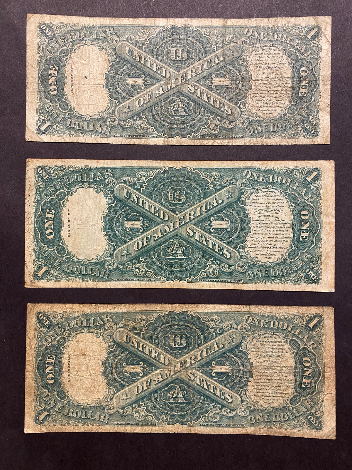 1917 $1 Sawhorse One Dollar Note ✯ Large Size Legal Tender Estate Lot Rare ✯