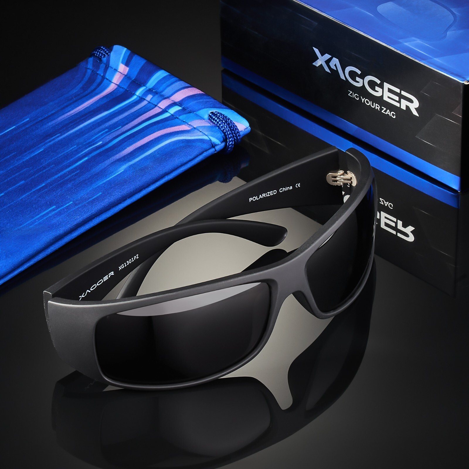 Xagger Sports Polarized Sunglasses for Men Wrap Around Driving Fishing Running