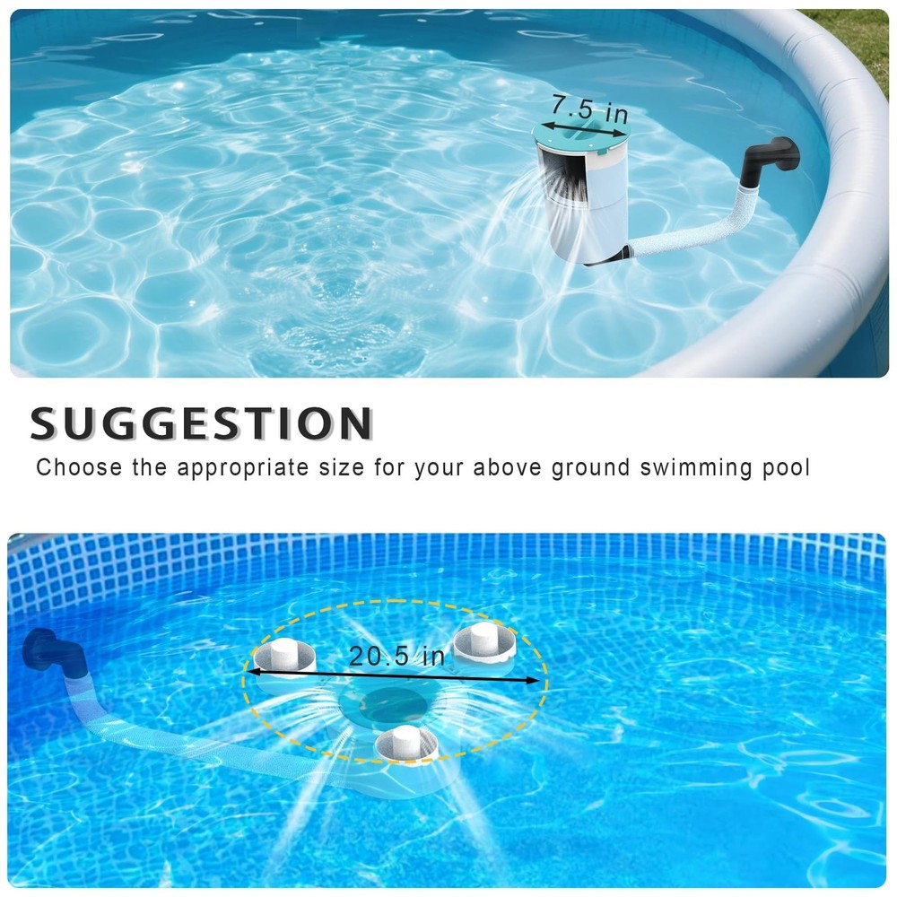 Surface Float Skimmer,No Installation Required, no Adjustable Bracket Require...