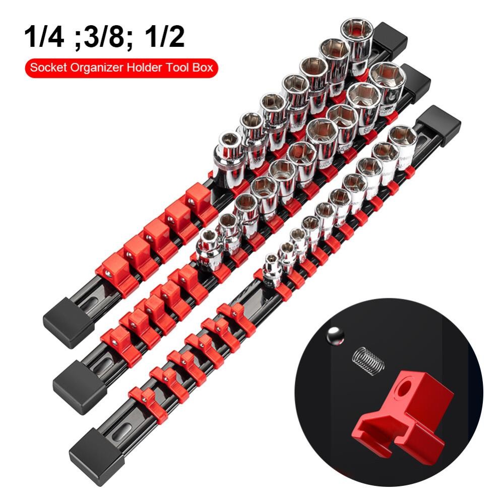 3Pcs Set Magnetic Socket Organizer Metric Socket Holder Tool Box Hold 43 Socket╏