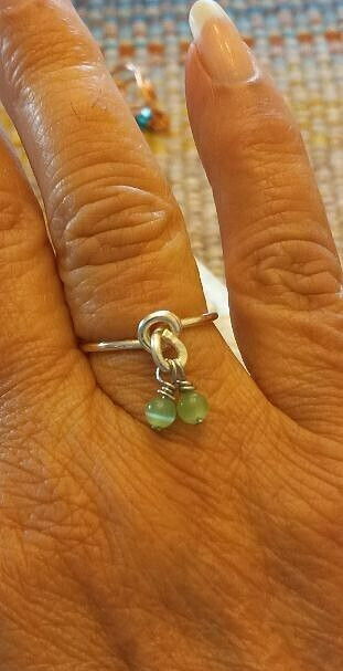 Silver Wire Beaded Knot Ring