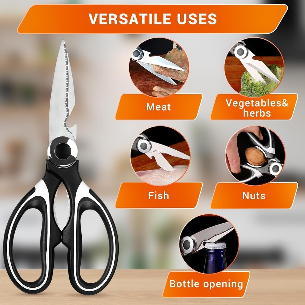 Kitchen Scissors Heavy Duty, Multi-Purpose Shears for Meat, Fish & Veggies