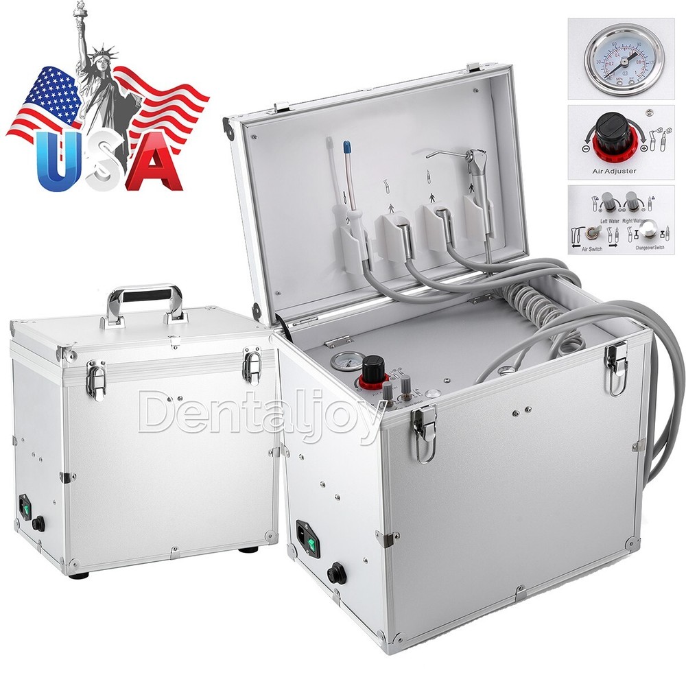 Portable Dental Delivery Unit with Air Compressor Suction System Mobile Case 4H