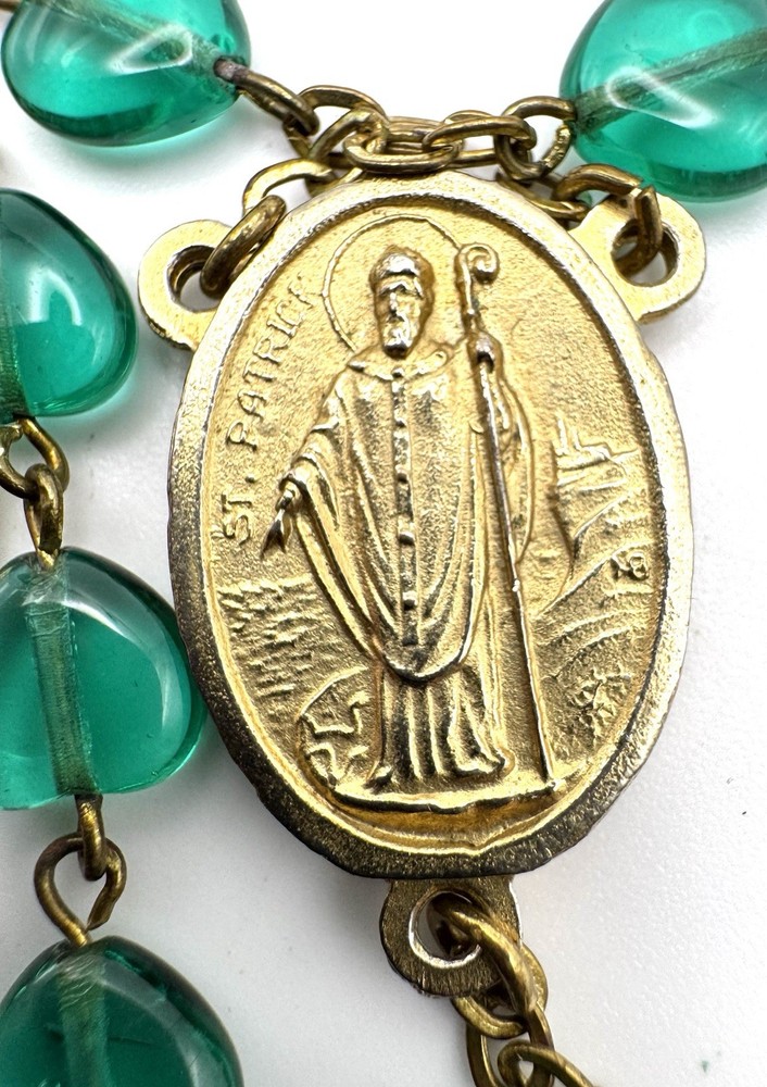Emerald Heart Rosary St Patrick 22 in