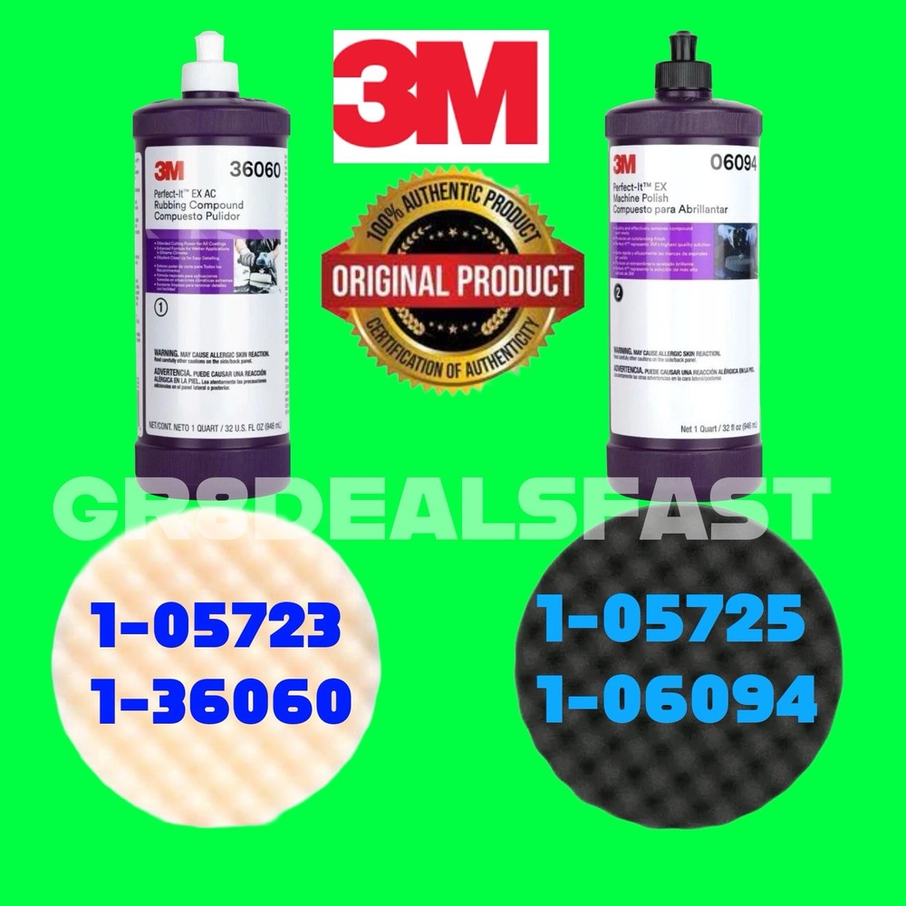 3M 4-PIECE BUFFING KIT Compounding & Polishing Bundle 05725 05723 36060 06094