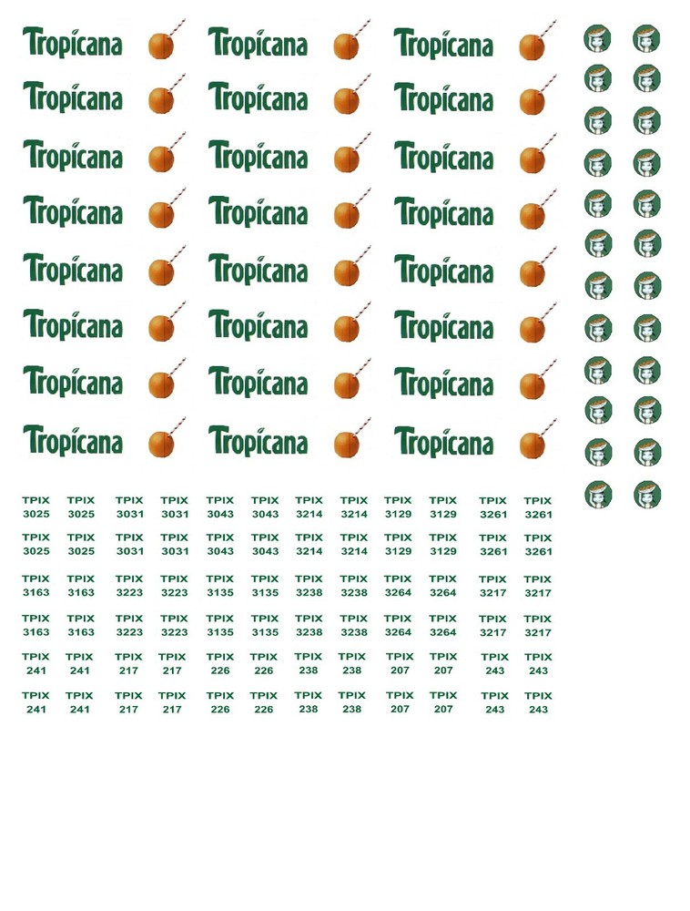 HO Scale Freight Car Decals. " Tropicana "