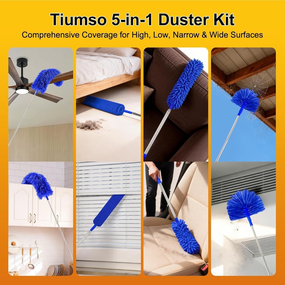 Multi-Functional 5-in-1 Duster Kit with Anti-Scratch Tips for Safe Cleaning