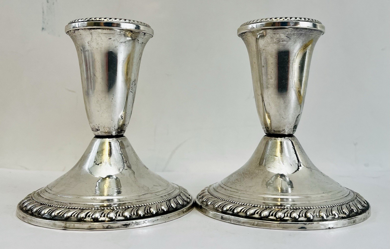 Vintage Duchin Creations Sterling Silver Candle Stick Holders Set 2 Weighted