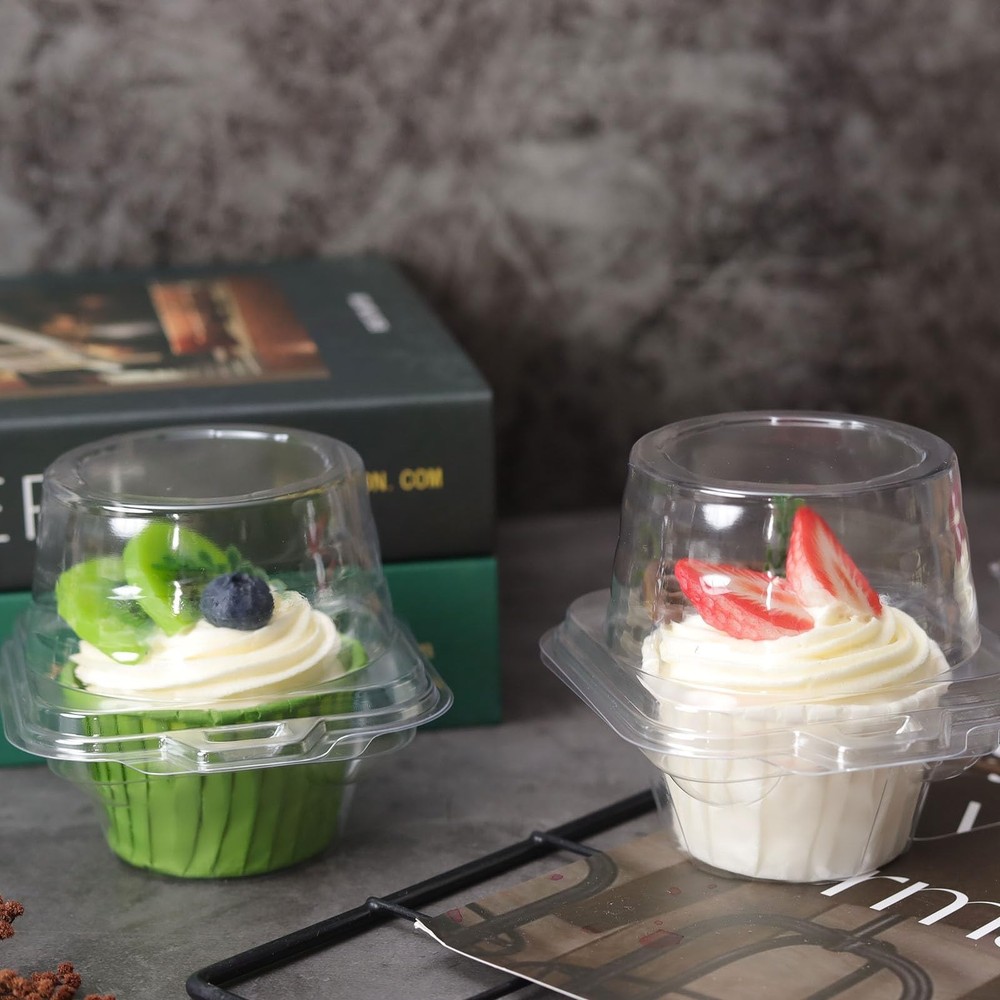 120 Pack Individual Cupcake Containers Plastic Cupcake Boxes Cupcake Holders ...