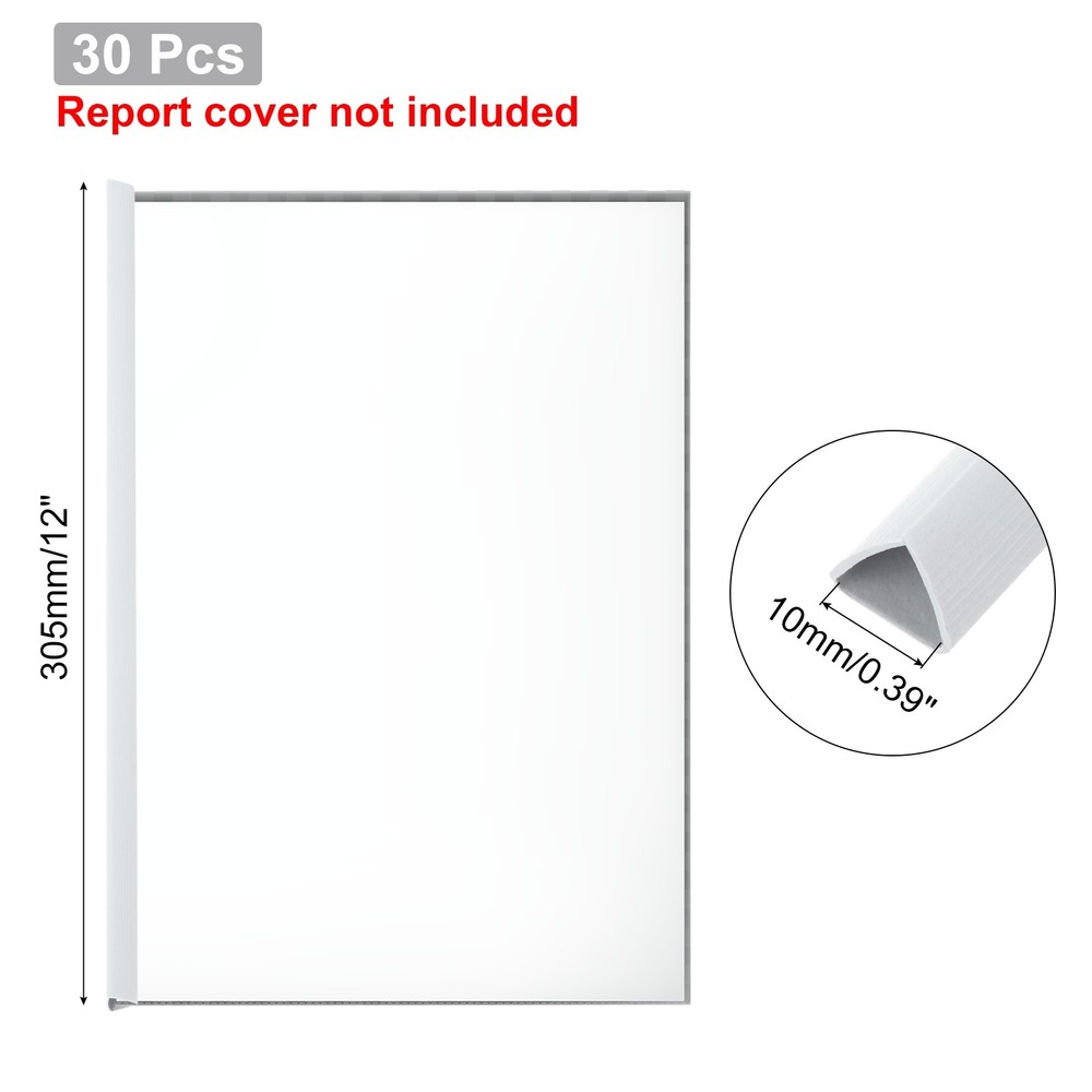 30Pcs Binding Bars, 10mm Binding Bars 70 Sheets Capacity, White