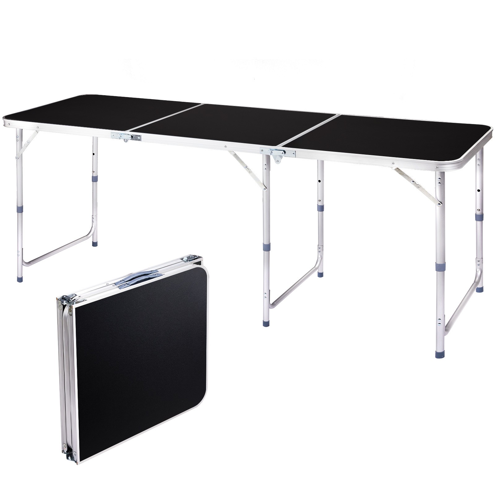 Portable Plastic 6 FT Folding Black Table Perfect for In/Outdoor Garden Party