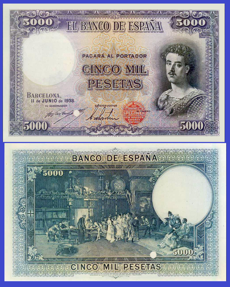 Espana Spain 5000 peseta 1938 * Copy