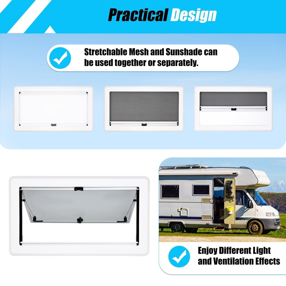 RV Window 36x20 Hinged Push Out Double Glazed Ventilation Hatch