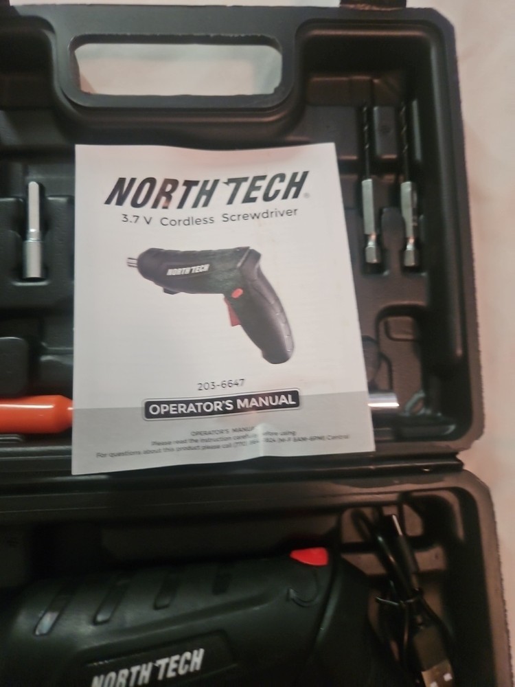 North Tech 3.7V Cordless Screwdriver Tool Socket Set Carrying Case Rechargeable
