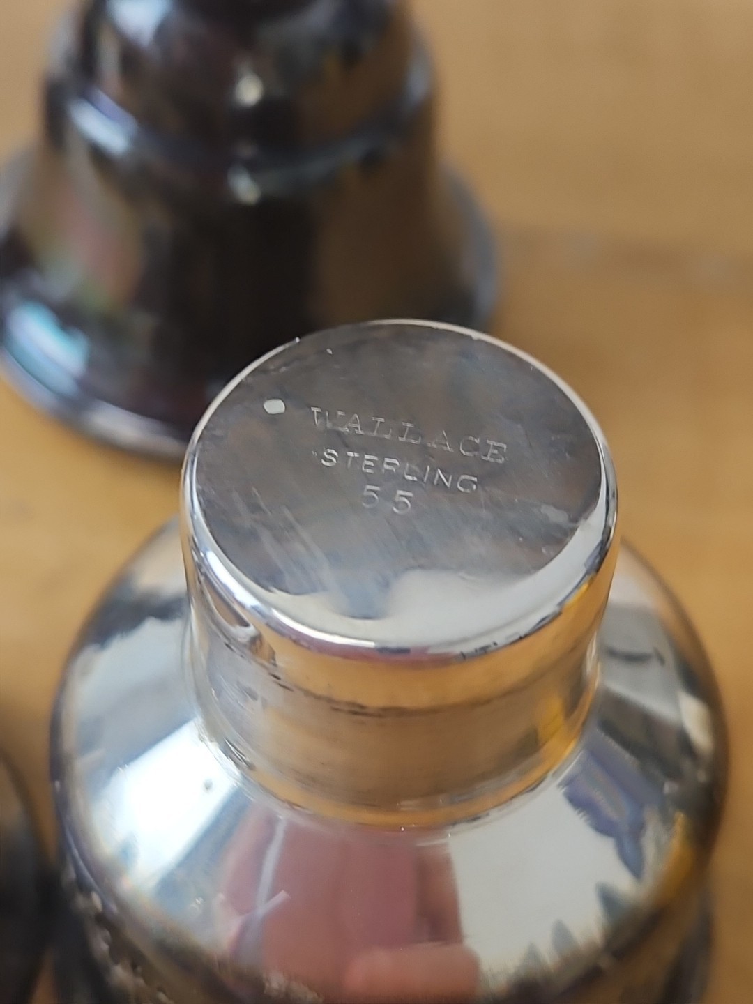 Pair Of Wallace 4640 Sterling & Glass Hurricane Candle Holders, Silver