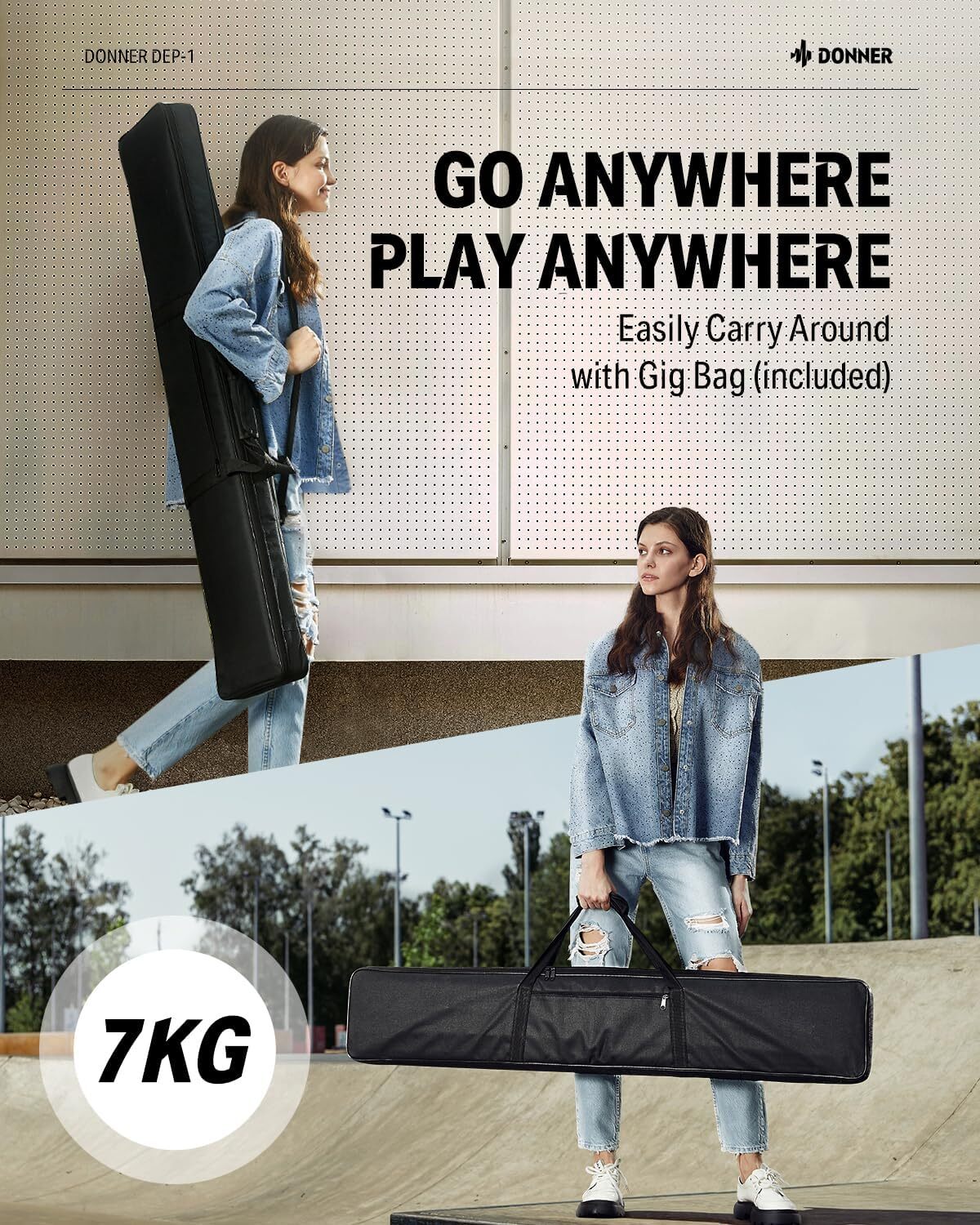 Donner DEP-1 Digital Piano Keyboard 88 Key With Sustain Pedal Carry Bag 128 Tone