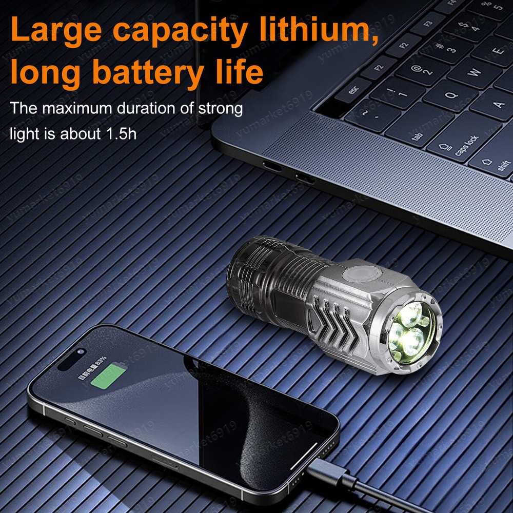 Super Bright LED Tactical Flashlight Mini USB Rechargeable Lamp 5 Modes Light US