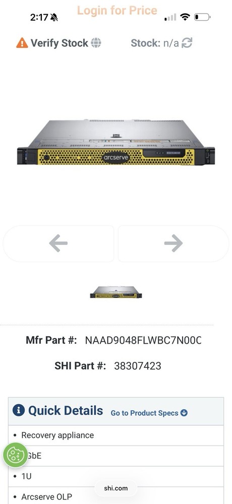Arcserve Appliance 9048 R440Model E45S