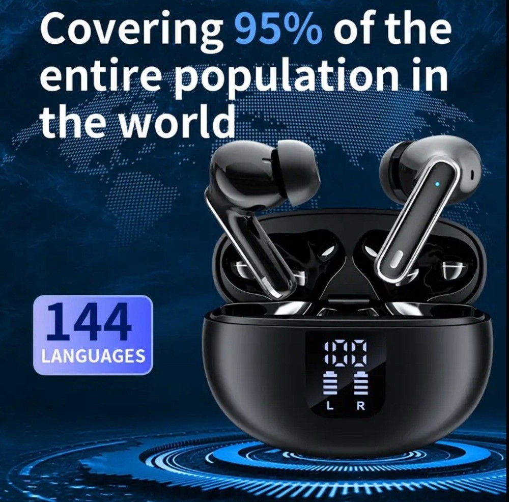 Bluetooth Earbuds for iPhone 15 / Galaxy S24 – Mic + Translator