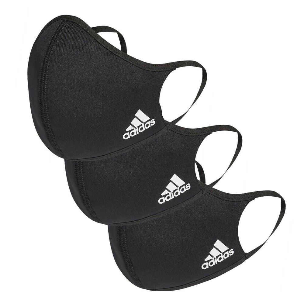 NWT Adidas Face Cover Soft Washable Reusable 2 Layer Machine Black 3 Pack SMALL