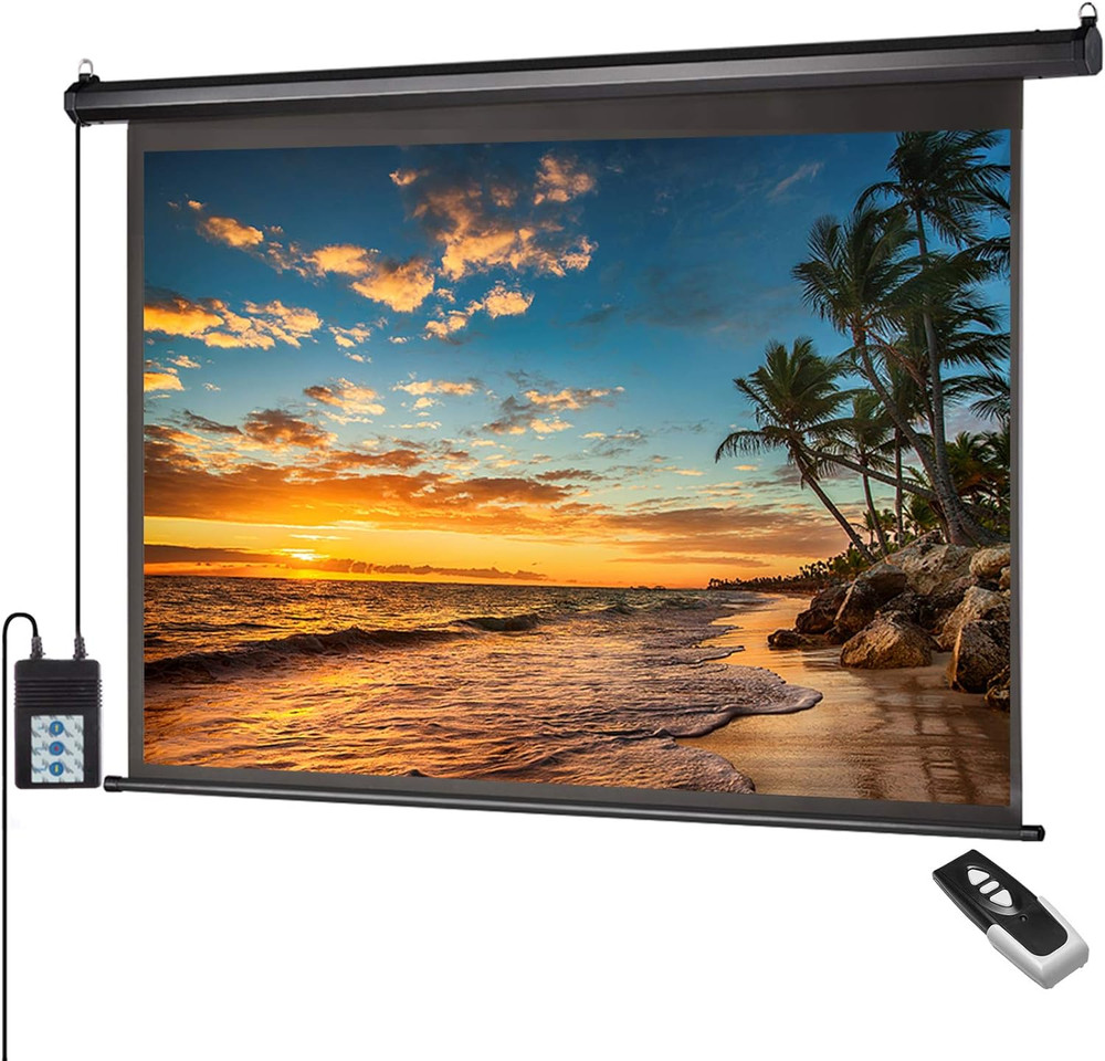 120" Portable Wall/Ceiling Mounted Electric Projector Screen with Remote Control