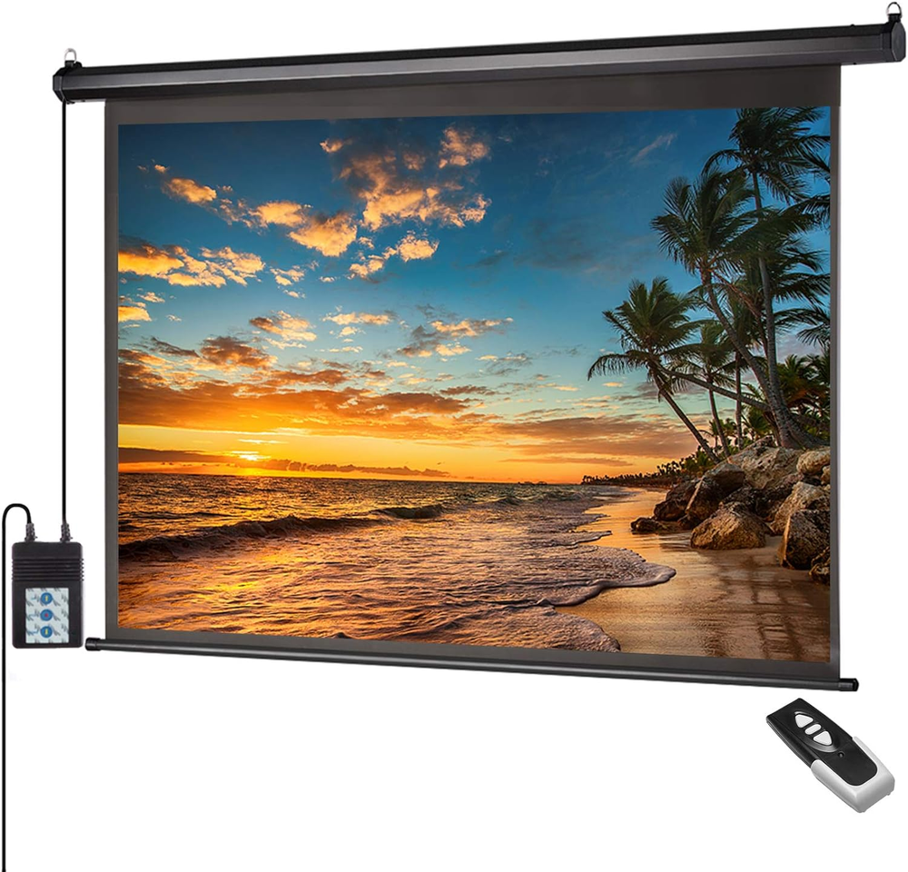 120" Portable Wall/Ceiling Mounted Electric Projector Screen with Remote Control