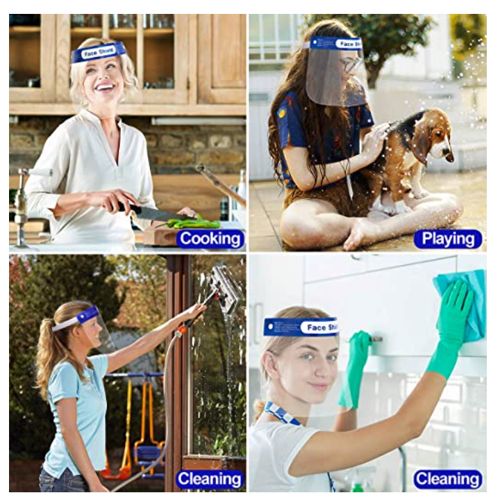 100 Pack Reusable Face Shield Adjustable, Elastic Headband Anti Dust Cover