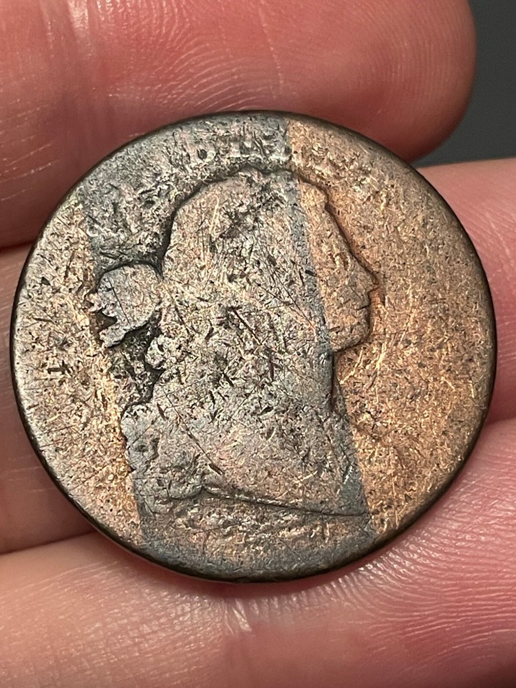 1798 Draped Bust Large Cent Penny- S-186, Large Reverse Die Break