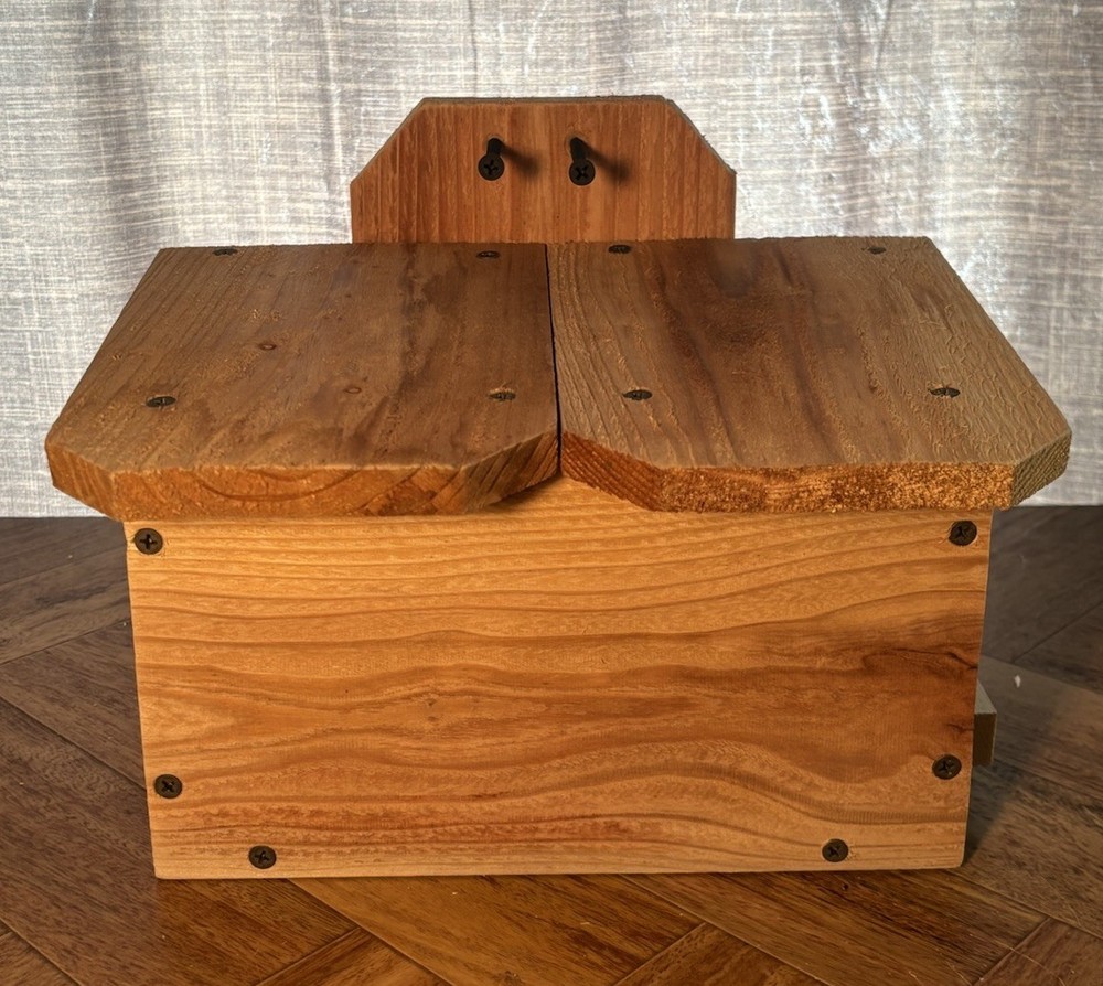 Solid Cedar Backyard Squirrel House Nesting Box - Wooden Wildlife Box W Bedding