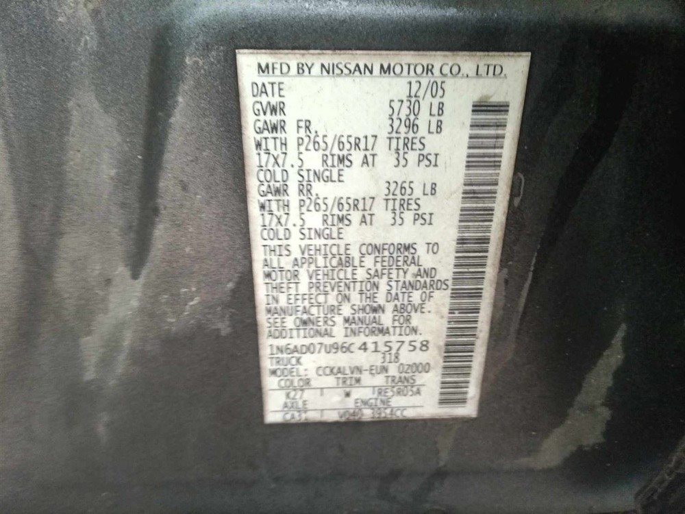 FRONTIER 2006 Fuse Box Cabin 6704