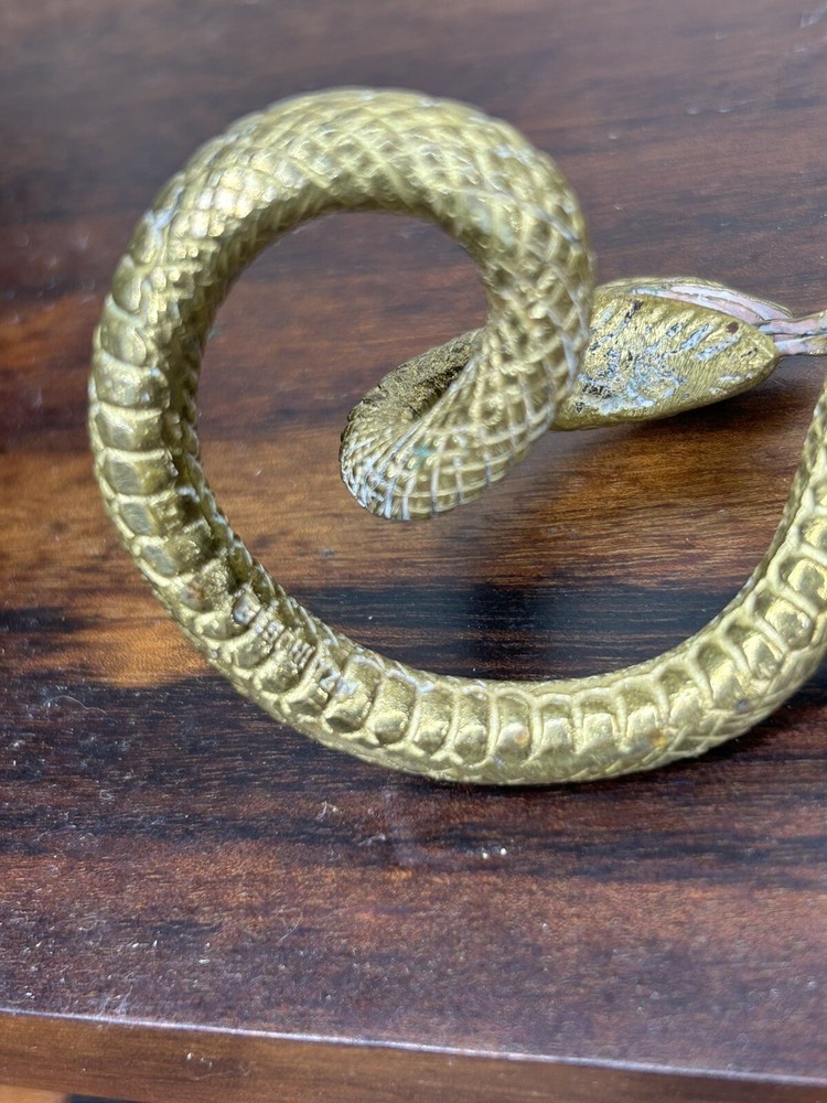 AUSTRIAN POLYCHROMED BRONZE SNAKE AND FROG SCULPTURE