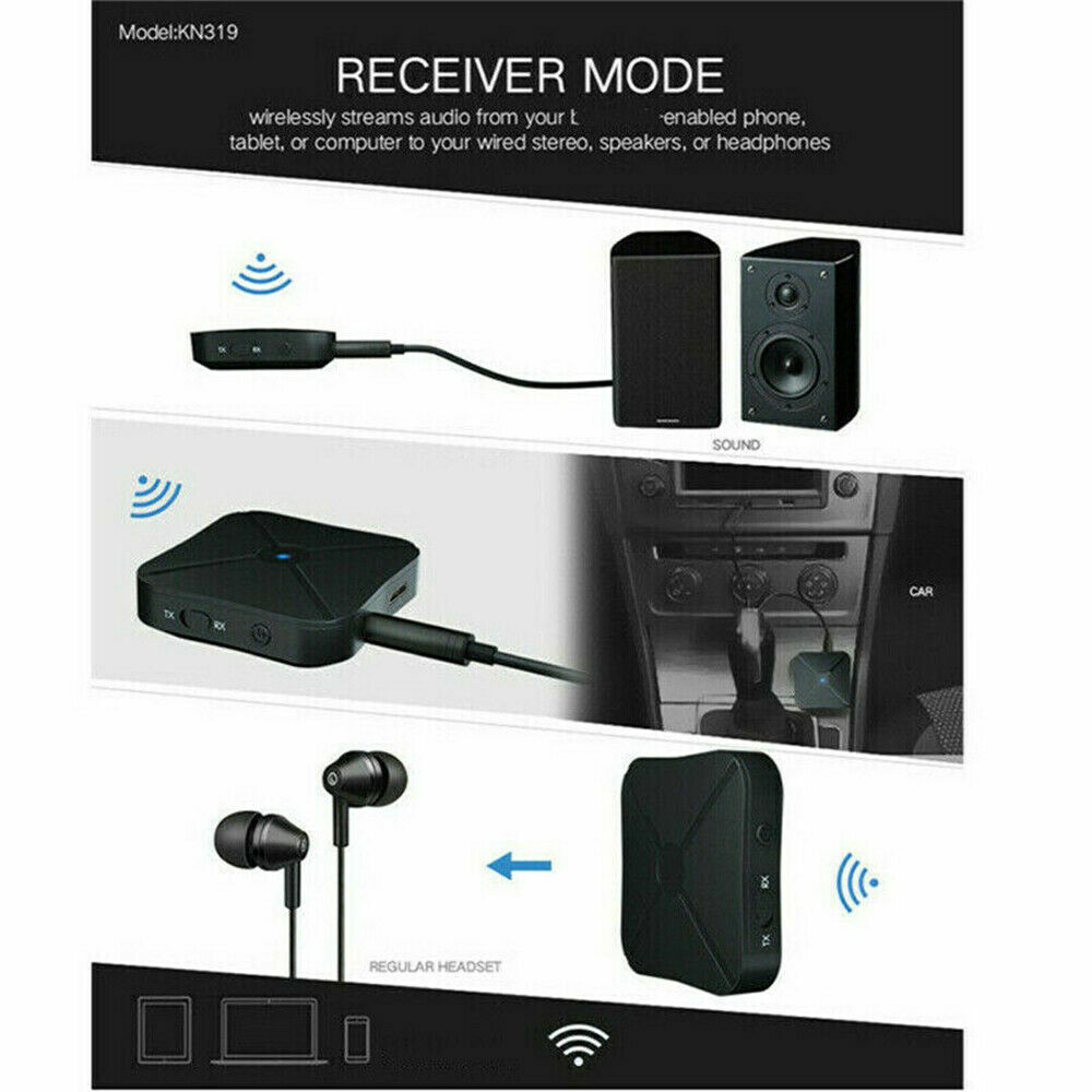 2in1Bluetooth Transmitter Receiver Wireless Adapter TV Home Stereo A2DPAudio Lot