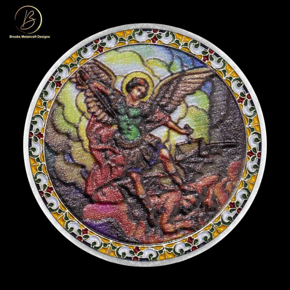 Christian St Michael Prayer Silver Challenge Coin