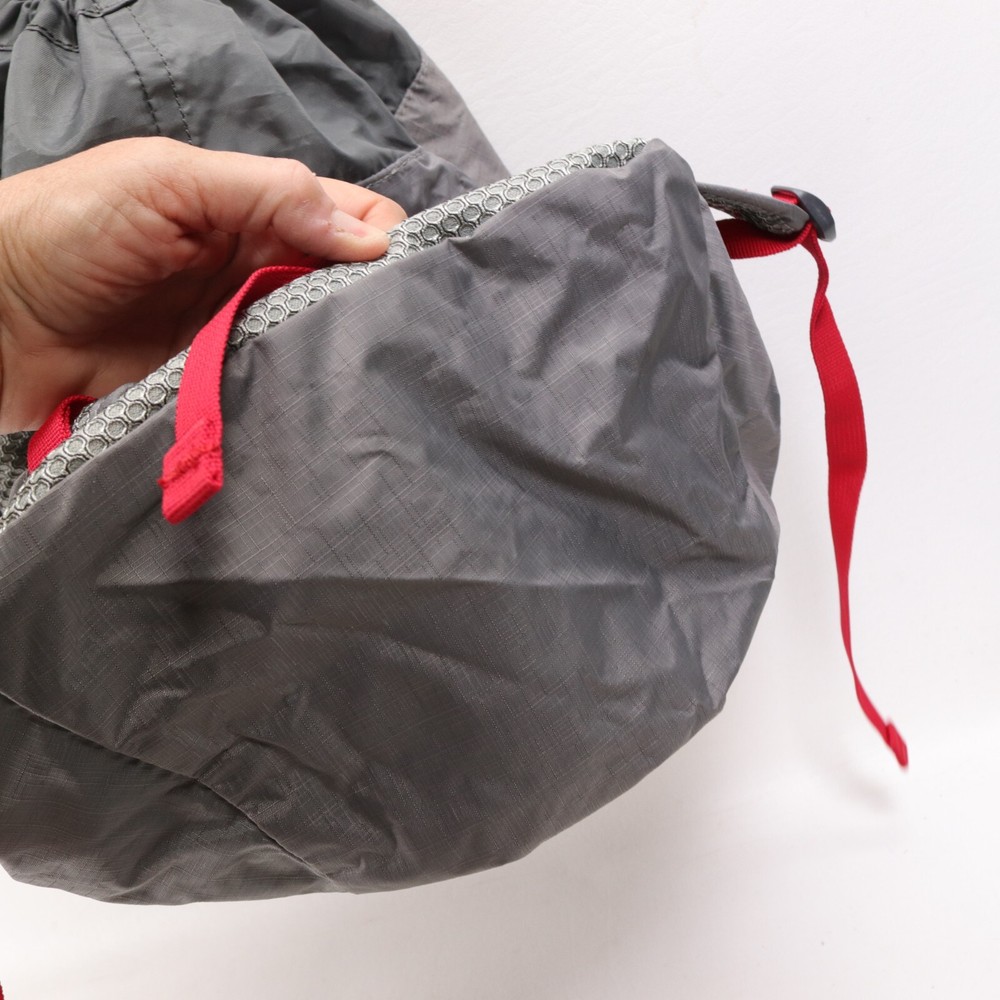 Ascend Backpack Water Resistant Hiking Light Pack Drawstring Folding Gray Nylon