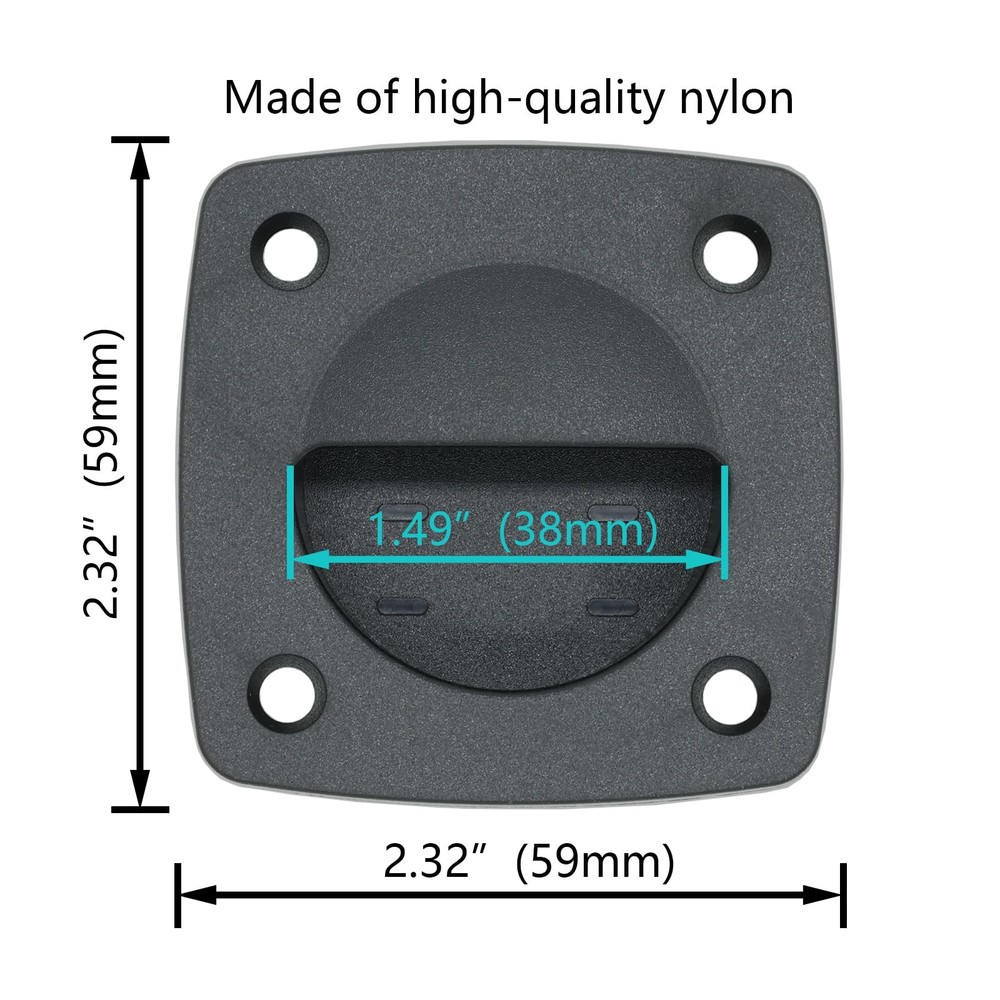 Marine Nylon Flush Pull Hatch Handle,Black Boat Recessed Square Lid Handle,Ya...