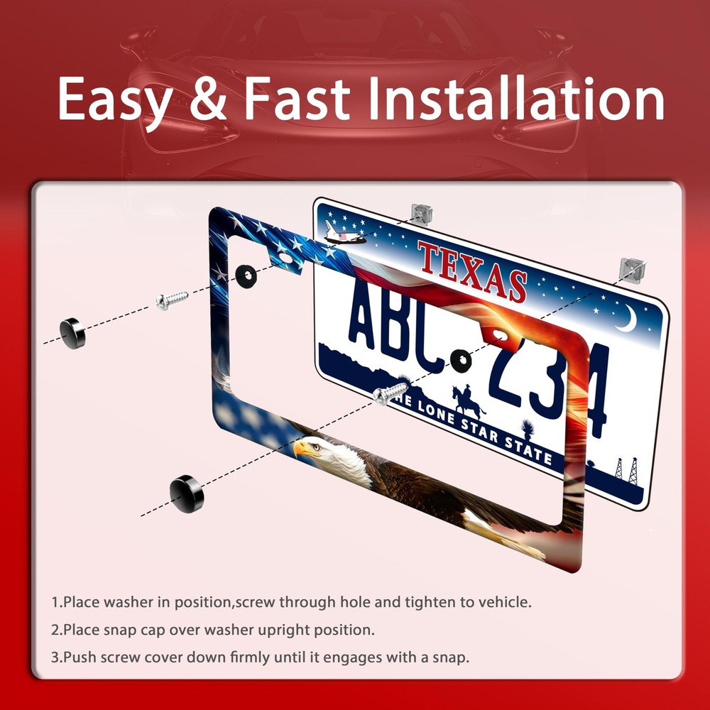 American Flag Eagle License Plate Frame One size,