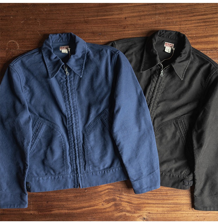 BRONSON Mens Retro Moleskin Cossack Jacket Heavywight Workwear Casual Work Coat