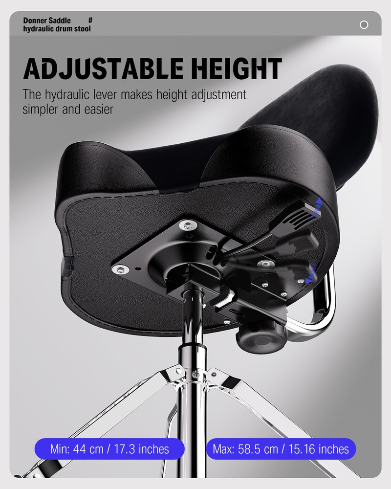 Donner Drum Throne With Backrest Motorcycle Style Stool Stable Adjustable Height