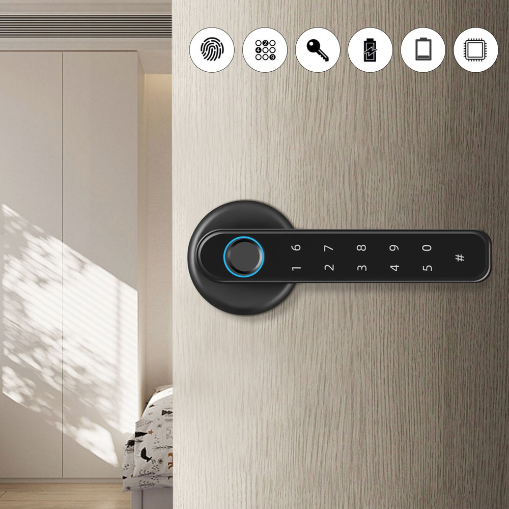 Electronic Handle Door Lock Fingerprint Biometric Smart Digital Keypad Code Lock